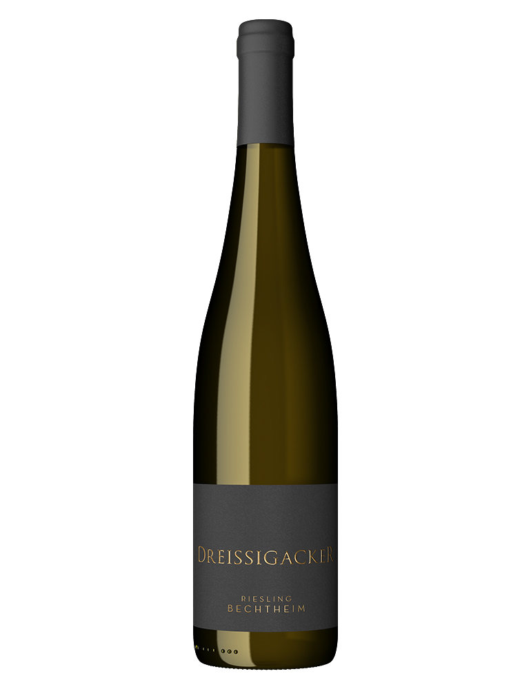 Weinflasche Dreissigacker Bechtheim Riesling Ortswein, trockener Weißwein aus Rheinhessen